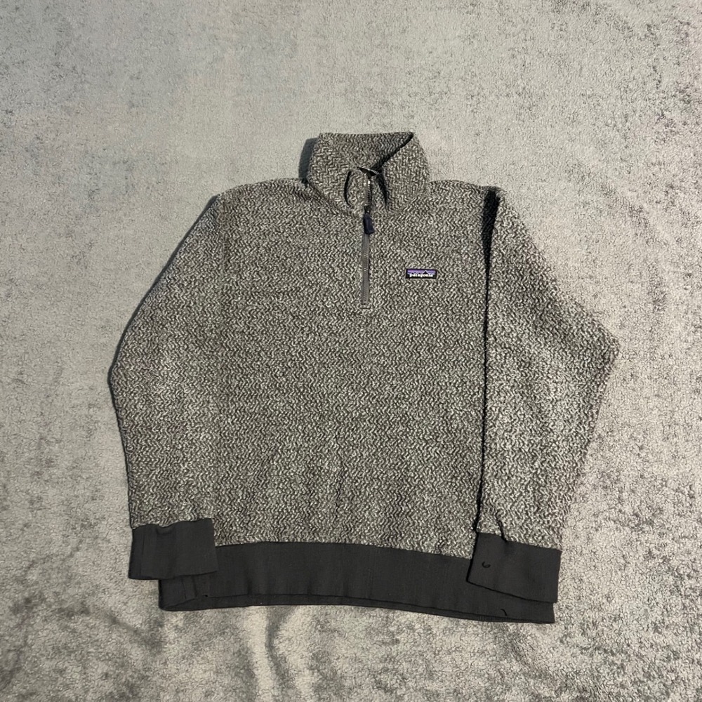 Patagonia Worn Wear Mens Large Grey Recycled Wool Quarter Zip Pullover Sweater